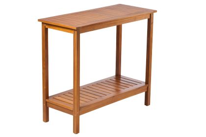 Wooden Workstation for Garden Balcony Garage, Acacia Console Potting Table Light Brown
