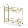 VEVOR 2 Tiers Gold Metal Bar Serving Cart with Wine Rack Glass Holder 120 LBS