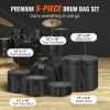 VEVOR 5-Piece Drum Bag Set, 1680D Oxford Fabric, Padded Drum Bags and Cases with 4.92 ft Detachable Shoulder Strap Carry Handles Foldable Design