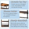 32.6'' Tall Industrial Style Rolling Kitchen Island Wine Cart with Black Finished, Fir Wood Mobile Metal Wine Bar Cart with Glass Rack, Oak Brown